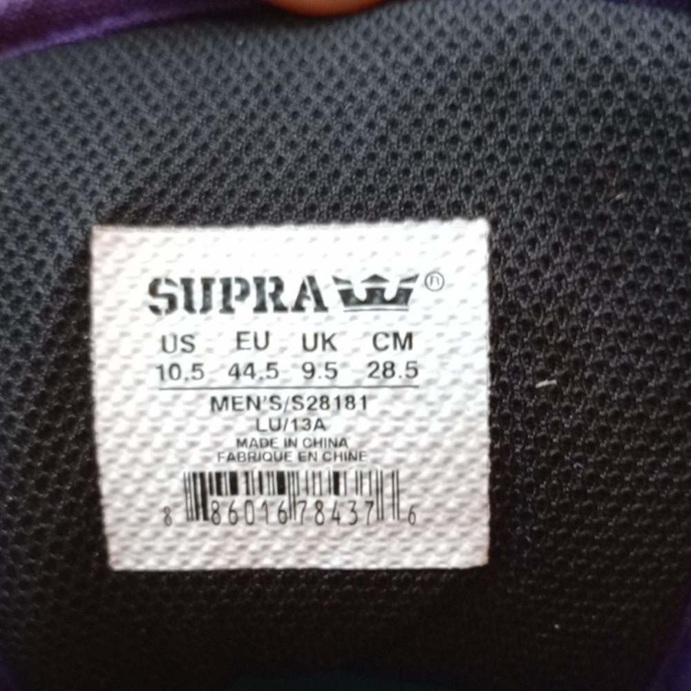Supra Purple High-Top Sneakers Size 10.5 Used - Picture 6 of 8